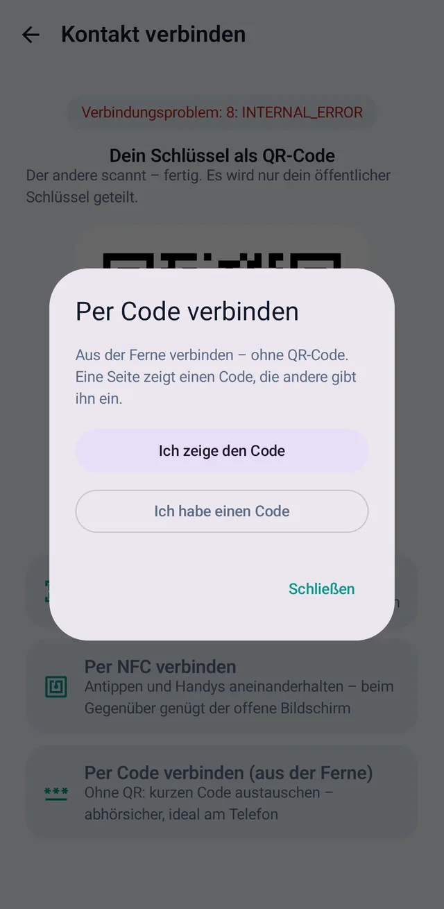 Screenshot aus TalX: Per Code, aus der Ferne