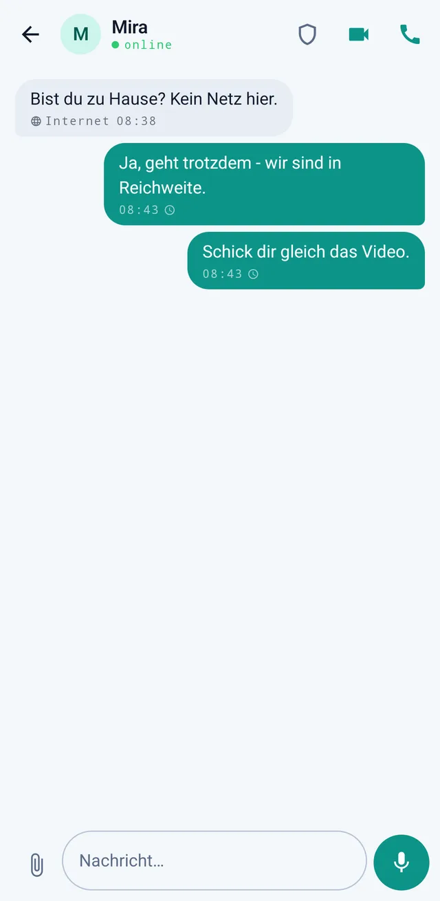 Screenshot aus TalX: Der Chat